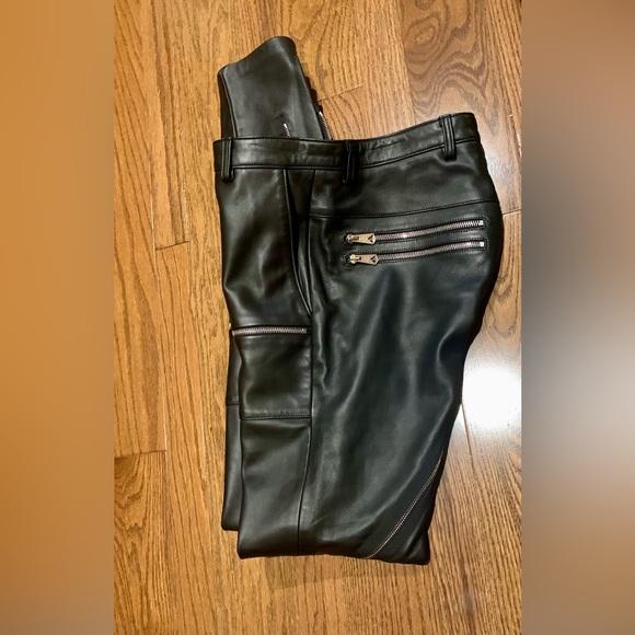 Paul Smith *RARE* Moto Leather Trousers Size 30/31 Silver Zips “Look 46” AW19 - Picture 5 of 17